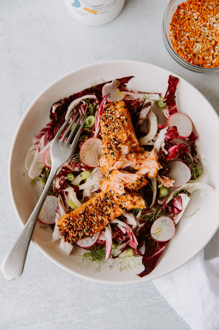 Spicy Everything Roasted Salmon